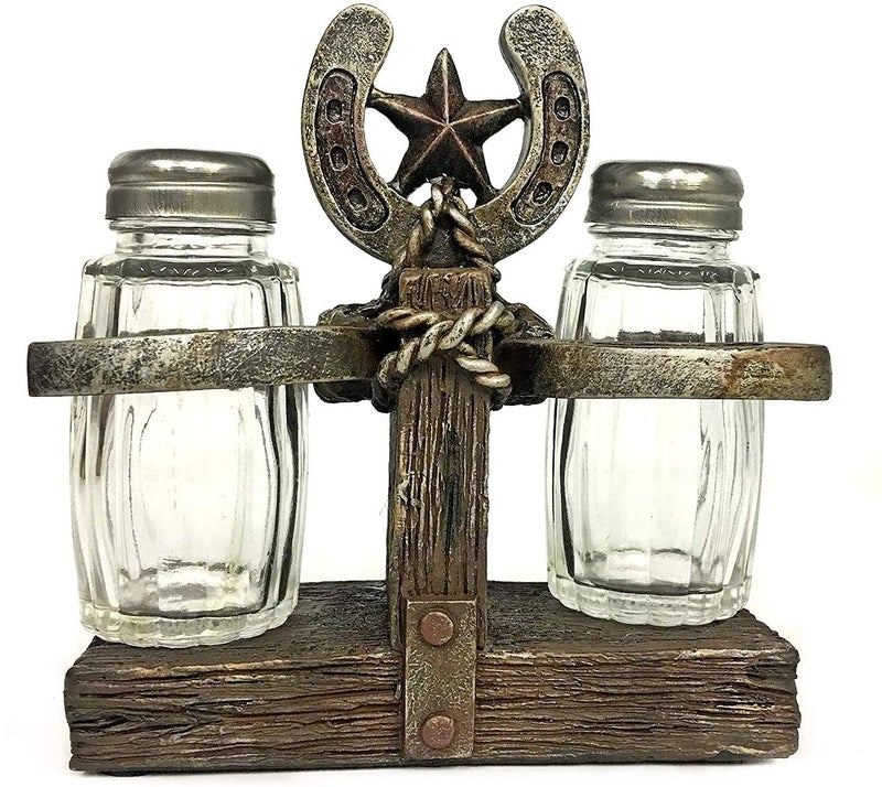 Bellaa 23288 Western Star Horseshoe Salt and Pepper Shakers Set Cowboy Vintage Rustic Farmhouse Barnes Ranch Cottage Lodge Dinner Table Kitchen Home Decor 6 inch - Image 4